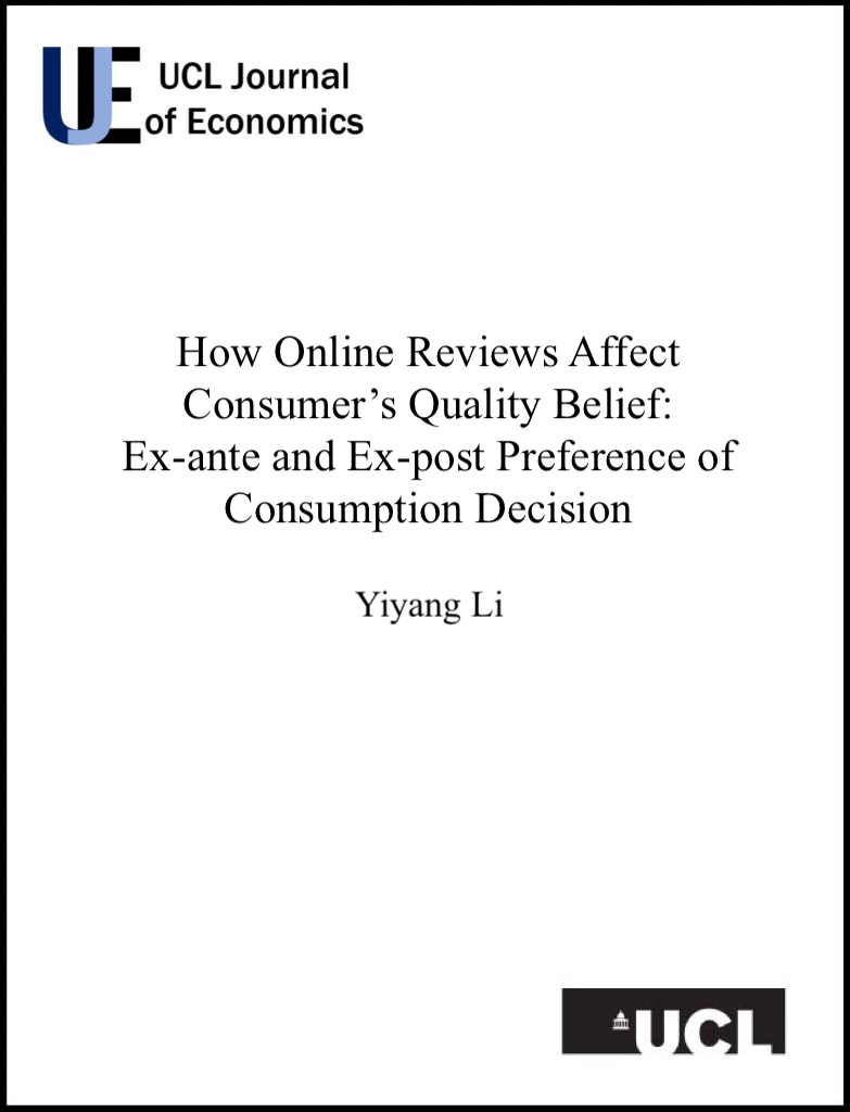 How Online Reviews Affect Consumer’s Quality Belief:  Ex-ante and Ex-post Preference of Consumption Decision