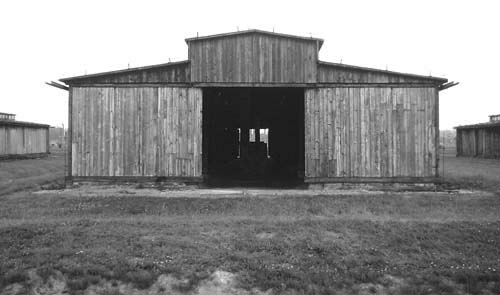 Photo of Auschwitz wooden block house