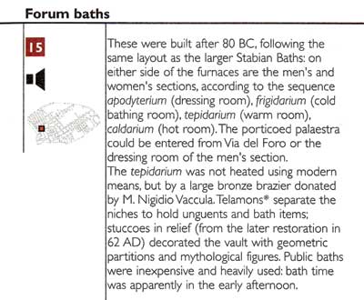 Examples of on-site interpretation. From the Brief Guide for the Forum Baths (Pompeii)